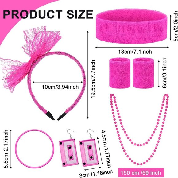 80s Accessories for Women Girls Neon Retro Party Outfits Pink Fanny Pack Leg War main image 6